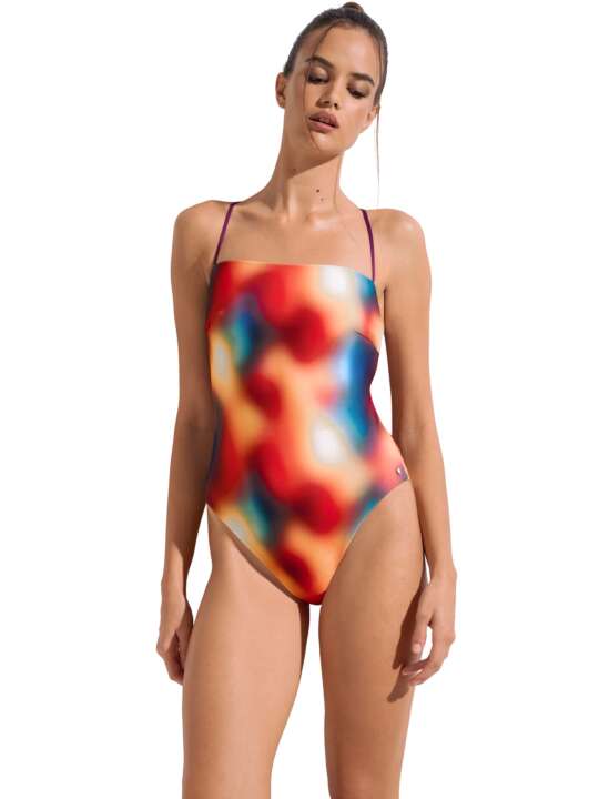 43541LI Maillot de bain une pièce sans armatures multipositions Olympia Lisca Multicolore face