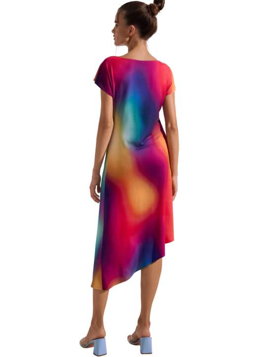49556LI Robe estivale asymétrique manches courtes Olympia Lisca Multicolore face
