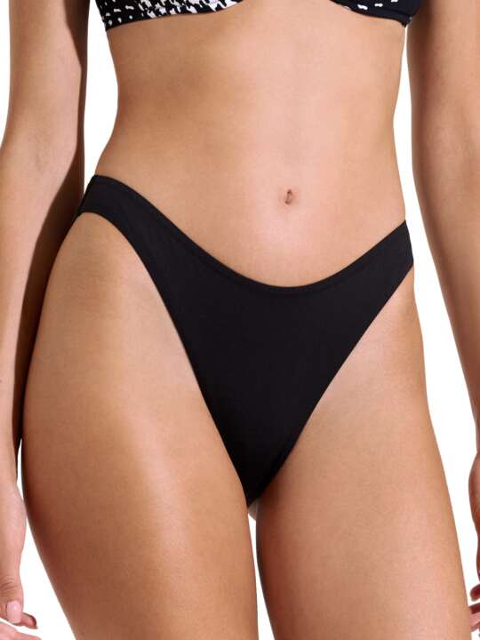 41666LI Bas maillot slip de bain échancré taille basse Quito Lisca Noir face