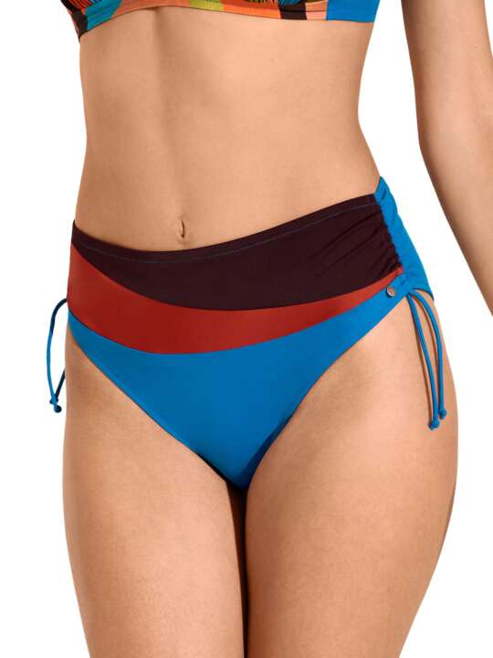 41678LI High waist swimming costume briefs with adjustable sides Viviero Lisca Turquoise face