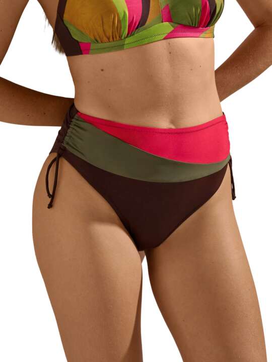 41678LI High waist swimming costume briefs with adjustable sides Viviero Lisca Brown face