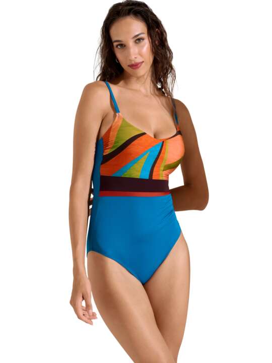 43543LI One-piece shapewear swimming costume with multi-position underwire Viviero Lisca Turquoise face