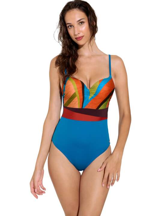 43544LI Preformed one-piece swimming costume Viviero Lisca Turquoise face