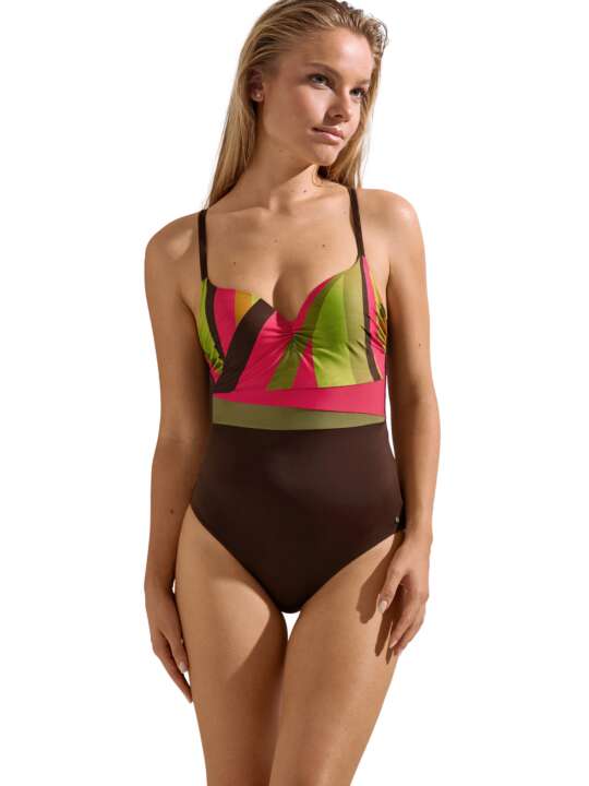 43544LI Maillot de bain une pièce préformé Viviero Lisca Marron face