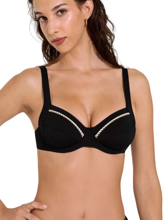 40717LI Haut maillot de bain armaturé multipositions Union Island bonnets F à G Lisca Noir face