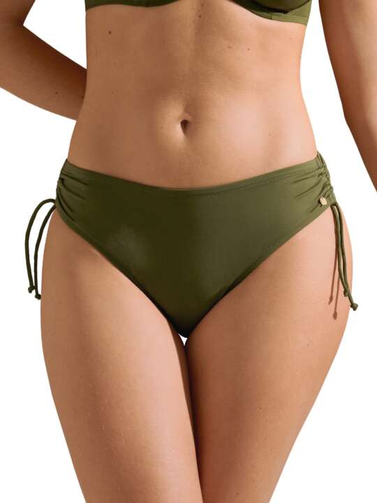 41635LI Bas maillot slip de bain taille haute côtés réglables Union Island Lisca Vert face