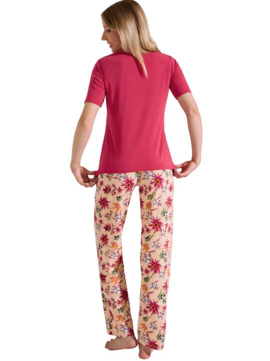 63474LI Pyjama pantalon t-shirt manches courtes Flowers Lisca Cheek Orange face