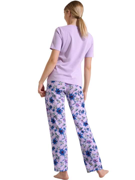 63474LI Pyjamas trousers t-shirt short sleeves Flowers Lisca Cheek Purple face