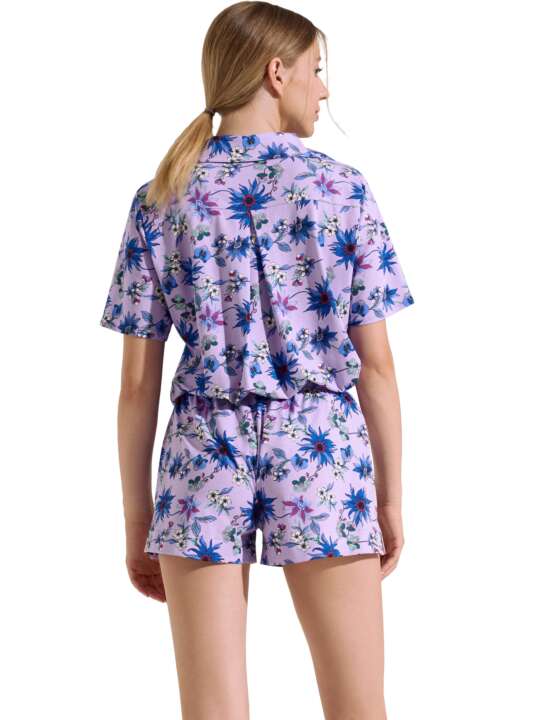 63475LI Pyjama short chemise manches courtes Flowers Lisca Cheek Violet face