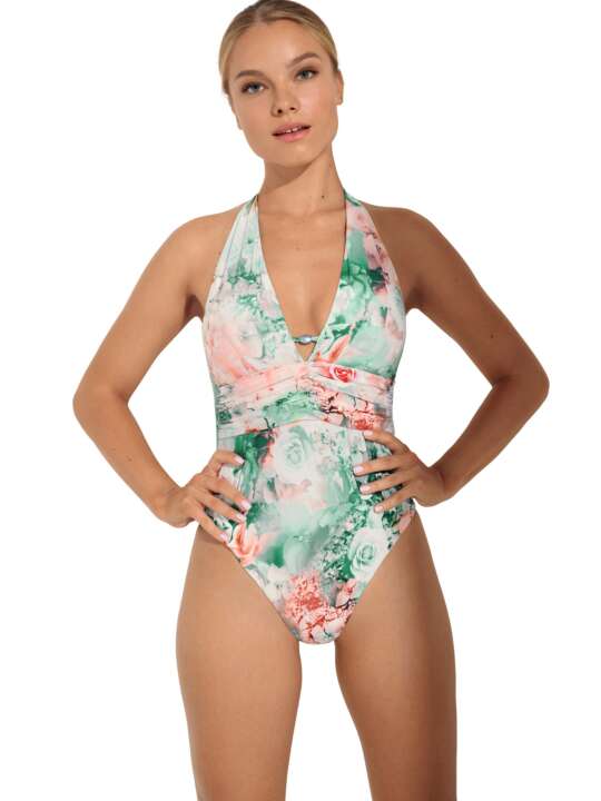 43531LI One-piece preformed halter top without underwire Japan Lisca Green face