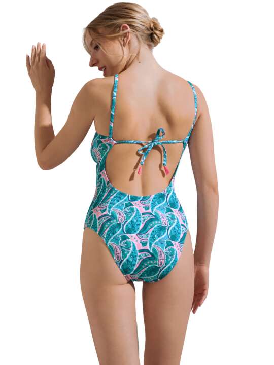 43521LI Maillot de bain une pièce échancré sans armatures Kavala Lisca Cheek Bleu face