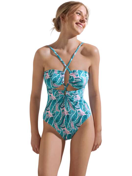 43521LI Maillot de bain une pièce échancré sans armatures Kavala Lisca Cheek Bleu face