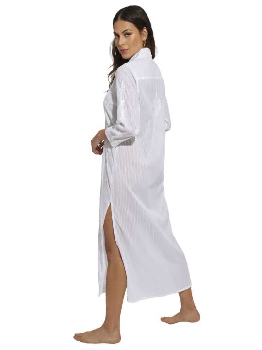 BC075SE Long embroidered summer tunic Complementos Selmark Mare White face