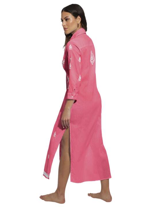 BC075SE Long embroidered summer tunic Complementos Selmark Mare Coral face
