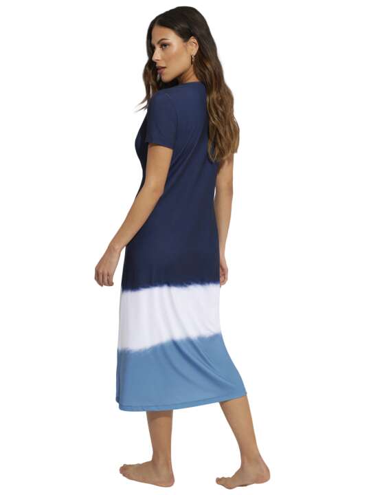 BC081SE Short-sleeved summer maxi dress Complementos Selmark Mare Navy Blue face