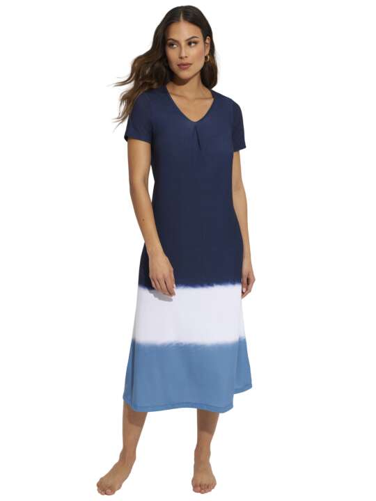 BC081SE Short-sleeved summer maxi dress Complementos Selmark Mare Navy Blue face