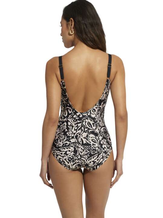 BJ753SE Maillot de bain une pièce shapewear préformé décolleté Creta Selmark Mare Noir face