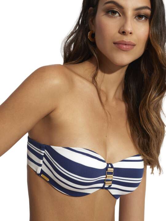 BJ816SE Haut maillot de bain bandeau Mykonos Selmark Mare Bleu Marine face