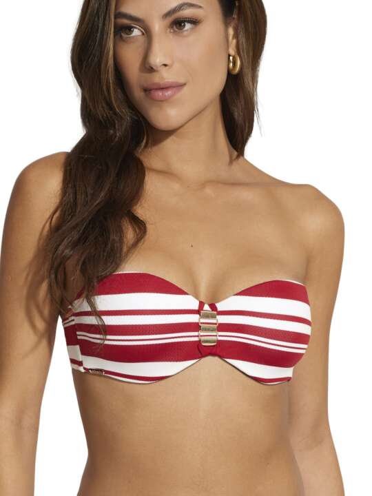 BJ816SE Haut maillot de bain bandeau Mykonos Selmark Mare Rouge face