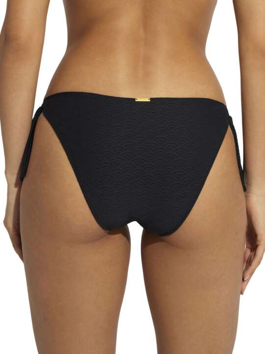 BK007SE Bas maillot slip de bain taille basse à nouettes Sicilia Selmark Mare Noir face