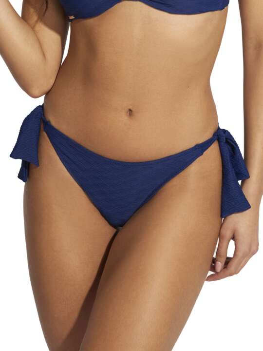 BK007SE Bas maillot slip de bain taille basse à nouettes Sicilia Selmark Mare Bleu Marine face