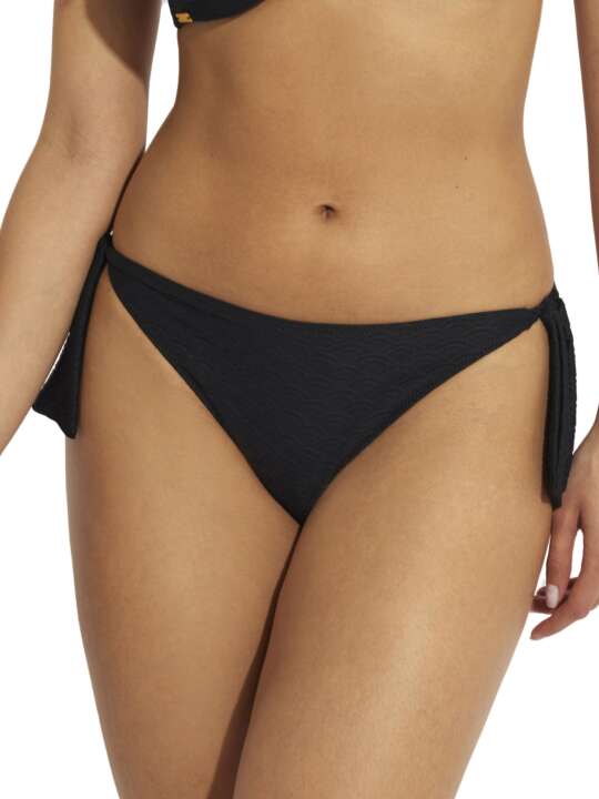 BK007SE Bas maillot slip de bain taille basse à nouettes Sicilia Selmark Mare Noir face