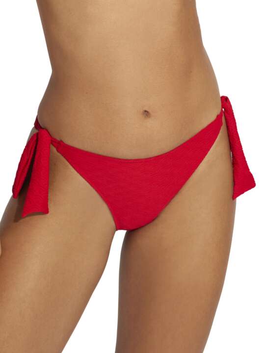 BK007SE Bas maillot slip de bain taille basse à nouettes Sicilia Selmark Mare Rouge face