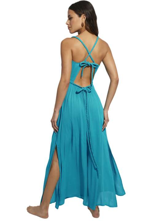 BK895SE Robe longue estivale Barbados Selmark Mare Bleu Turquoise face