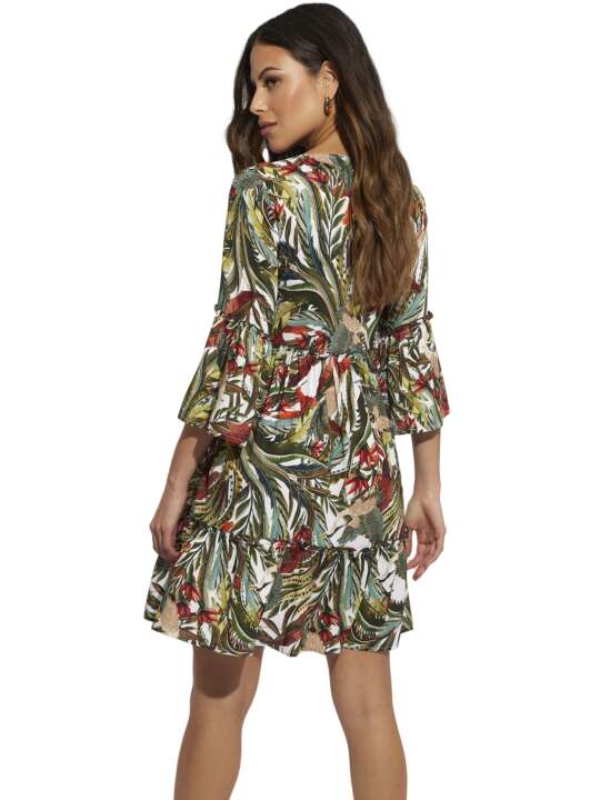 BL195SE Three-quarter sleeve beach dress Galapagos Selmark Mare White face