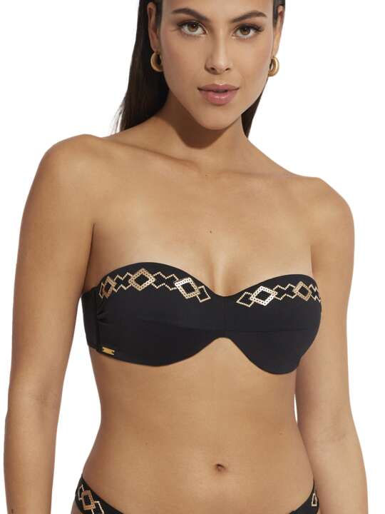 BL316SE Haut maillot de bain bandeau Musha Cay Selmark Mare Noir face