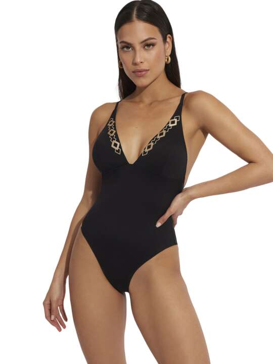 BL357SE Maillot de bain une pièce triangle préformé Musha Cay Selmark Mare Noir face