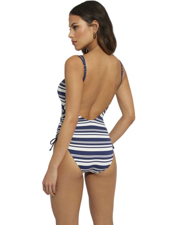 BJ858SE Maillot de bain une pièce préformé multipositions Mykonos Selmark Mare Bleu Marine face