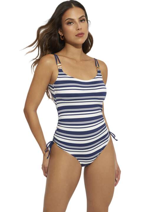 BJ858SE Maillot de bain une pièce préformé multipositions Mykonos Selmark Mare Bleu Marine face