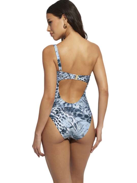 BK666SE Maillot de bain une pièce armaturé asymétrique Zanzibar Selmark Mare Bleu face