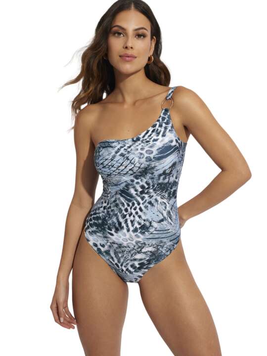 BK666SE Maillot de bain une pièce armaturé asymétrique Zanzibar Selmark Mare Bleu face