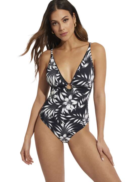 BK257SE Maillot de bain une pièce triangle préformé Honolulu Selmark Mare Noir face