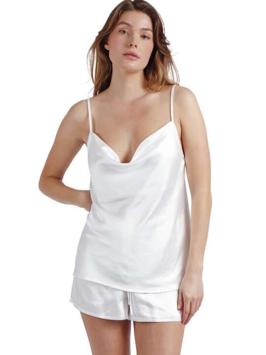 60147AD Pyjama short caraco Satin Luxe Admas Blanc face