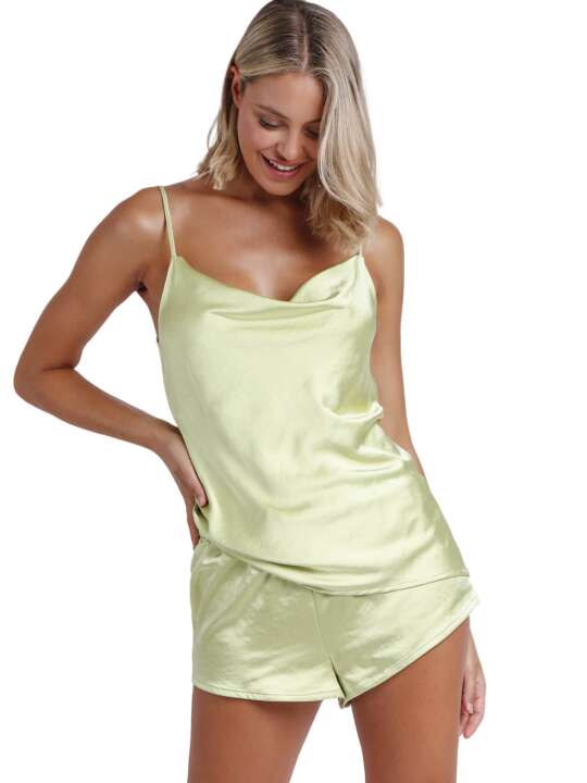 60147AD Pyjama shorts camisole Satin Luxe Admas Green face