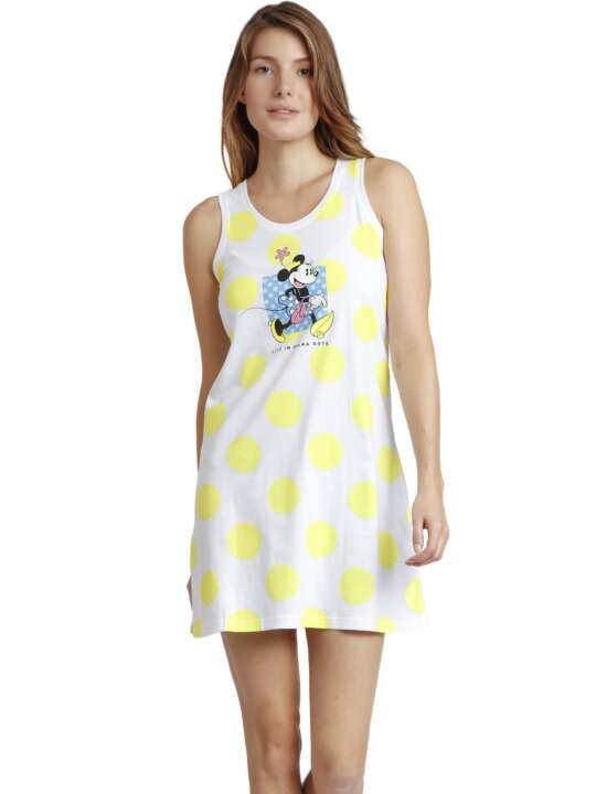 61225AD Chemise de nuit sans manches Polka Dots Disney Admas Jaune face