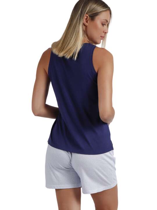 62569AD Pyjama shorts tank top Blue And Bleu Mod Admas Navy Blue face