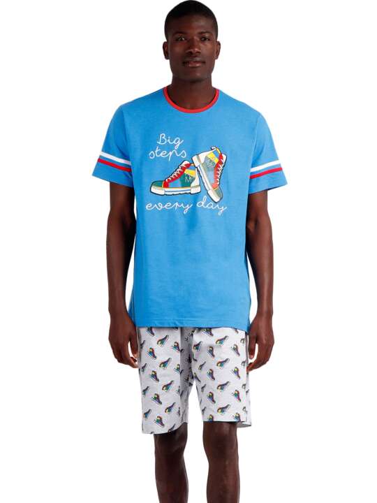 62122AD Pyjama short t-shirt Big Steps Admas Bleu face