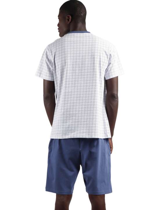 62111AD Pyjama short t-shirt Dots Rombos Admas Bleu face
