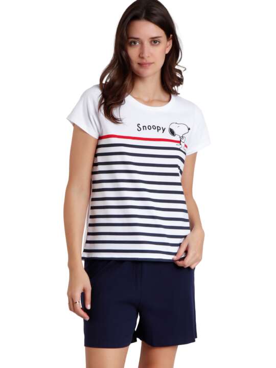 62434AD Pyjama short t-shirt Sail With Me Peanuts Admas Bleu Marine face