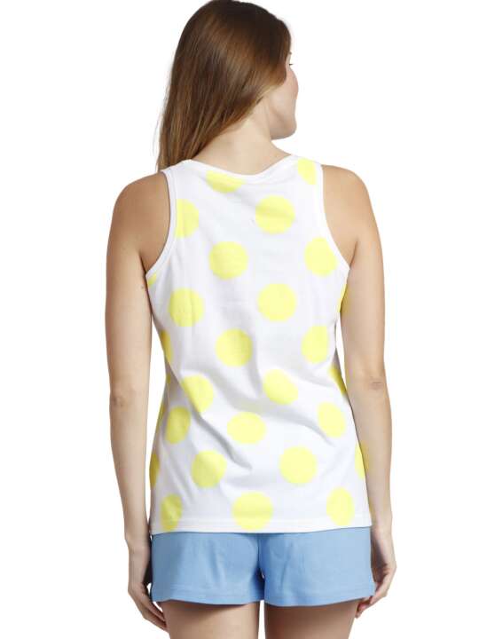 62279AD Pyjama short débardeur Polka Dots Disney Admas Jaune face