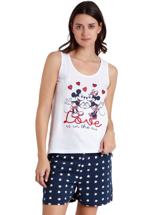 62276AD Pyjama short débardeur Love Is In The Air Disney Admas Blanc face