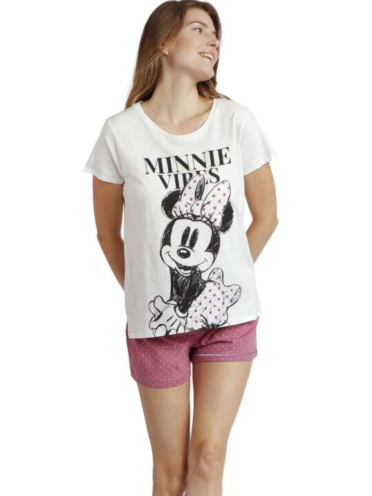 62280AD Pyjama shorts t-shirt Dots And Sketches Disney Admas Pink face