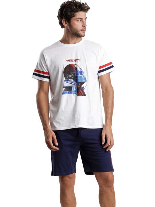 62481AD Pyjama short t-shirt Vader Star Wars Admas Blanc face