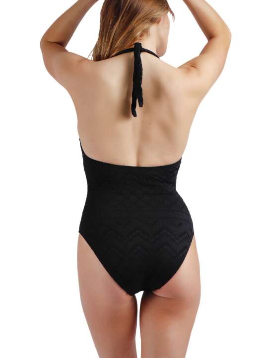 11356AD Maillot de bain 1 pièce préformé dos nu Costa Bella Admas Noir face