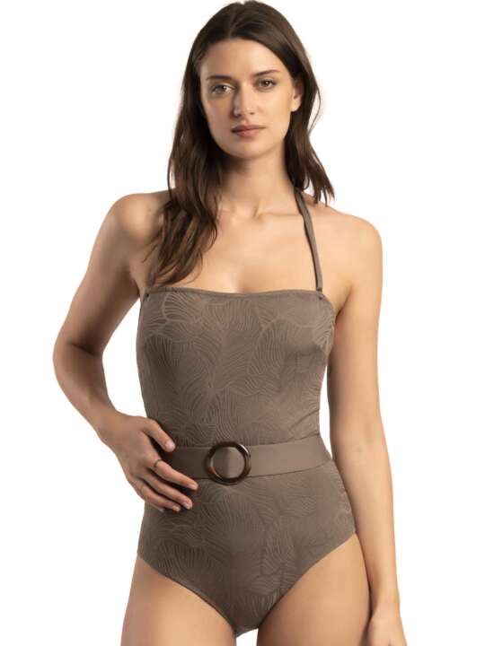 11402AD Maillot de bain une pièce bustier préformé Fresh Leaves Admas Kaki face