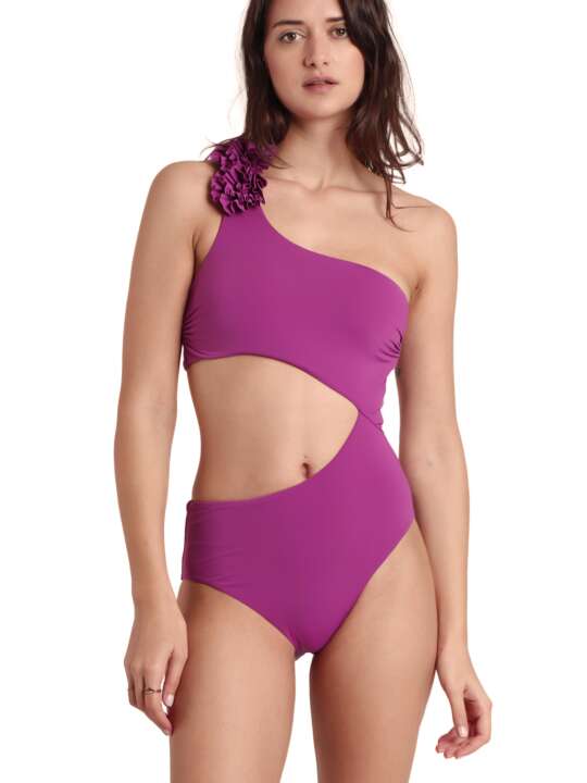 11434AD Maillot de bain 1 pièce asymétrique préformé Beach Style Admas Bordeaux face